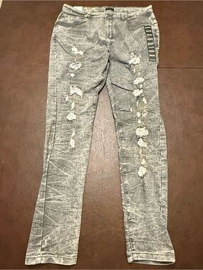 Reason Brand Mens 36x32 Gray Acid Wash Distressed Skinny Jeans NWT
